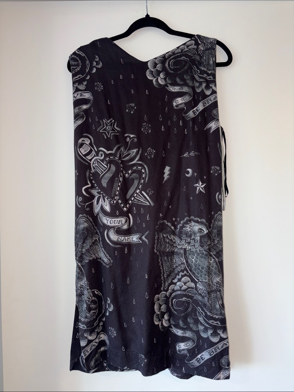 Diesel Black Graphic Tattoo-Inspired Slip Dress